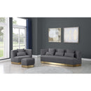  Manufacturer Color_Grey -- Marquis Grey Velvet Upholstered Ottoman IMAGE 5