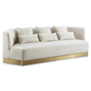  Manufacturer Color_Cream -- Marquis 93" Cream Velvet Upholstered Sofa IMAGE 1