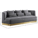  Manufacturer Color_Grey -- Marquis 93" Grey Velvet Upholstered Sofa IMAGE 11