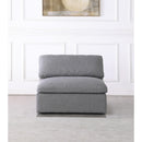  Manufacturer Color_Grey -- Serene Grey Deluxe Comfort Linen Textured Fabric Upholstered Modular Armless Chair IMAGE 3