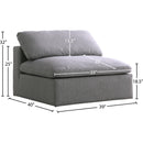  Manufacturer Color_Grey -- Serene Grey Deluxe Comfort Linen Textured Fabric Upholstered Modular Armless Chair IMAGE 6