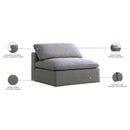  Manufacturer Color_Grey -- Serene Grey Deluxe Comfort Linen Textured Fabric Upholstered Modular Armless Chair IMAGE 7