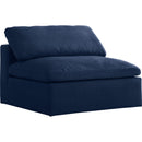  Manufacturer Color_Navy -- Serene Navy Deluxe Comfort Linen Textured Fabric Upholstered Modular Armless Chair IMAGE 1