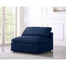  Manufacturer Color_Navy -- Serene Navy Deluxe Comfort Linen Textured Fabric Upholstered Modular Armless Chair IMAGE 2