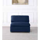  Manufacturer Color_Navy -- Serene Navy Deluxe Comfort Linen Textured Fabric Upholstered Modular Armless Chair IMAGE 3