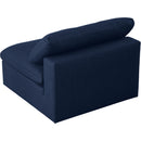  Manufacturer Color_Navy -- Serene Navy Deluxe Comfort Linen Textured Fabric Upholstered Modular Armless Chair IMAGE 4