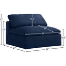 Meridian Serene Navy Linen Textured Fabric Deluxe Comfort Modular Armless Chair IMAGE 6