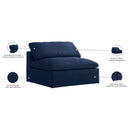  Manufacturer Color_Navy -- Serene Navy Deluxe Comfort Linen Textured Fabric Upholstered Modular Armless Chair IMAGE 7