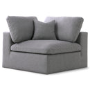  Manufacturer Color_Grey -- Serene Grey Deluxe Comfort Linen Textured Fabric Upholstered Modular Corner Chair IMAGE 1