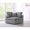 Manufacturer Color_Grey -- Serene Grey Deluxe Comfort Linen Textured Fabric Upholstered Modular Corner Chair IMAGE 2