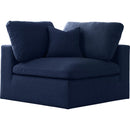  Manufacturer Color_Navy -- Serene Navy Deluxe Comfort Linen Textured Fabric Upholstered Modular Corner Chair IMAGE 1