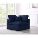  Manufacturer Color_Navy -- Serene Navy Deluxe Comfort Linen Textured Fabric Upholstered Modular Corner Chair IMAGE 2