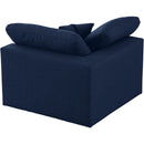  Manufacturer Color_Navy -- Serene Navy Deluxe Comfort Linen Textured Fabric Upholstered Modular Corner Chair IMAGE 3