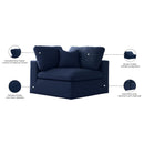  Manufacturer Color_Navy -- Serene Navy Deluxe Comfort Linen Textured Fabric Upholstered Modular Corner Chair IMAGE 6
