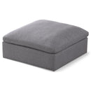  Manufacturer Color_Grey -- Serene Grey Deluxe Comfort Linen Textured Fabric Upholstered Modular Ottoman IMAGE 1