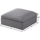  Manufacturer Color_Grey -- Serene Grey Deluxe Comfort Linen Textured Fabric Upholstered Modular Ottoman IMAGE 4