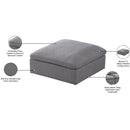  Manufacturer Color_Grey -- Serene Grey Deluxe Comfort Linen Textured Fabric Upholstered Modular Ottoman IMAGE 5