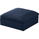  Manufacturer Color_Navy -- Serene Navy Deluxe Comfort Linen Textured Fabric Upholstered Modular Ottoman IMAGE 1