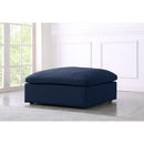  Manufacturer Color_Navy -- Serene Navy Deluxe Comfort Linen Textured Fabric Upholstered Modular Ottoman IMAGE 2