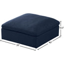  Manufacturer Color_Navy -- Serene Navy Deluxe Comfort Linen Textured Fabric Upholstered Modular Ottoman IMAGE 4