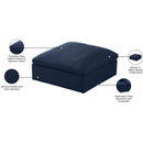  Manufacturer Color_Navy -- Serene Navy Deluxe Comfort Linen Textured Fabric Upholstered Modular Ottoman IMAGE 5