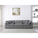  Manufacturer Color_Grey -- Serene 119" Grey Linen Textured Fabric Upholstered Deluxe Comfort 3 pc Modular Sofa IMAGE 3
