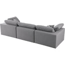  Manufacturer Color_Grey -- Serene 119" Grey Linen Textured Fabric Upholstered Deluxe Comfort 3 pc Modular Sofa IMAGE 4