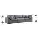  Manufacturer Color_Grey -- Serene 119" Grey Linen Textured Fabric Upholstered Deluxe Comfort 3 pc Modular Sofa IMAGE 9