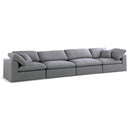 Manufacturer Color_Grey -- Serene 158" Grey Linen Textured Fabric Upholstered Deluxe Comfort 4 pc Modular Sofa IMAGE 1