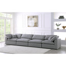  Manufacturer Color_Grey -- Serene 158" Grey Linen Textured Fabric Upholstered Deluxe Comfort 4 pc Modular Sofa IMAGE 2