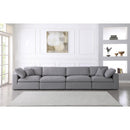  Manufacturer Color_Grey -- Serene 158" Grey Linen Textured Fabric Upholstered Deluxe Comfort 4 pc Modular Sofa IMAGE 3