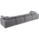 Manufacturer Color_Grey -- Serene 158" Grey Linen Textured Fabric Upholstered Deluxe Comfort 4 pc Modular Sofa IMAGE 4
