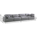  Manufacturer Color_Grey -- Serene 158" Grey Linen Textured Fabric Upholstered Deluxe Comfort 4 pc Modular Sofa IMAGE 8