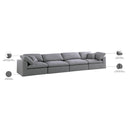 Manufacturer Color_Grey -- Serene 158" Grey Linen Textured Fabric Upholstered Deluxe Comfort 4 pc Modular Sofa IMAGE 9