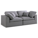  Manufacturer Color_Grey -- Serene 80" Grey Linen Textured Fabric Upholstered Deluxe Comfort 2 pc Modular Sofa IMAGE 1