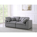  Manufacturer Color_Grey -- Serene 80" Grey Linen Textured Fabric Upholstered Deluxe Comfort 2 pc Modular Sofa IMAGE 2