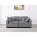  Manufacturer Color_Grey -- Serene 80" Grey Linen Textured Fabric Upholstered Deluxe Comfort 2 pc Modular Sofa IMAGE 3