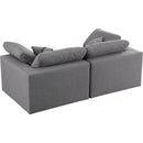  Manufacturer Color_Grey -- Serene 80" Grey Linen Textured Fabric Upholstered Deluxe Comfort 2 pc Modular Sofa IMAGE 4