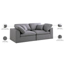  Manufacturer Color_Grey -- Serene 80" Grey Linen Textured Fabric Upholstered Deluxe Comfort 2 pc Modular Sofa IMAGE 9