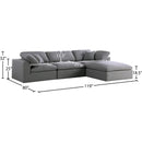  Manufacturer Color_Grey -- Serene 119" Grey Linen Textured Fabric Upholstered Deluxe Comfort 4 pc Modular Sectional IMAGE 12