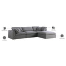  Manufacturer Color_Grey -- Serene 119" Grey Linen Textured Fabric Upholstered Deluxe Comfort 4 pc Modular Sectional IMAGE 13