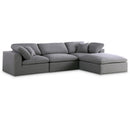  Manufacturer Color_Grey -- Serene 119" Grey Linen Textured Fabric Upholstered Deluxe Comfort 4 pc Modular Sectional IMAGE 1