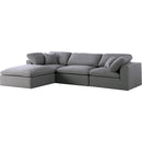  Manufacturer Color_Grey -- Serene 119" Grey Linen Textured Fabric Upholstered Deluxe Comfort 4 pc Modular Sectional IMAGE 2