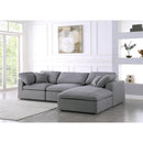  Manufacturer Color_Grey -- Serene 119" Grey Linen Textured Fabric Upholstered Deluxe Comfort 4 pc Modular Sectional IMAGE 4
