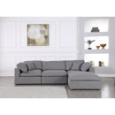  Manufacturer Color_Grey -- Serene 119" Grey Linen Textured Fabric Upholstered Deluxe Comfort 4 pc Modular Sectional IMAGE 5