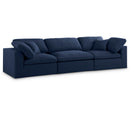  Manufacturer Color_Navy -- Serene 119" Navy Linen Textured Fabric Upholstered Deluxe Comfort 3 pc Modular Sofa IMAGE 1