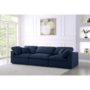  Manufacturer Color_Navy -- Serene 119" Navy Linen Textured Fabric Upholstered Deluxe Comfort 3 pc Modular Sofa IMAGE 2