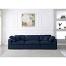  Manufacturer Color_Navy -- Serene 119" Navy Linen Textured Fabric Upholstered Deluxe Comfort 3 pc Modular Sofa IMAGE 3