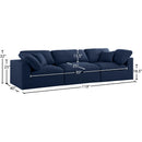  Manufacturer Color_Navy -- Serene 119" Navy Linen Textured Fabric Upholstered Deluxe Comfort 3 pc Modular Sofa IMAGE 8