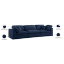 Meridian Serene Navy Linen Textured Fabric Deluxe Comfort Modular Sofa IMAGE 9